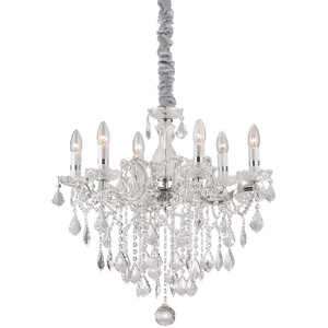 Florian  6 Light Crystal Chandelier Chrome Finish, E14