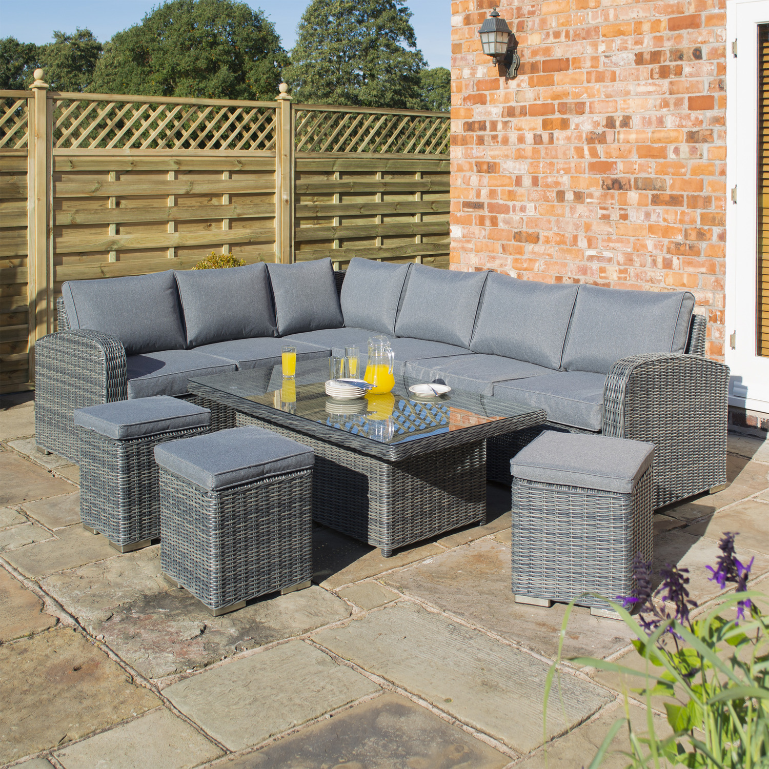 Thornbury Corner Rattan Dining Set - Grey