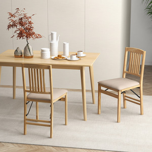 2 Pcs Folding Dining Chairs Set with Padded Seat
