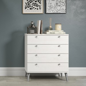 Augusta White 4 Drawer Curve Chest Of Drawers