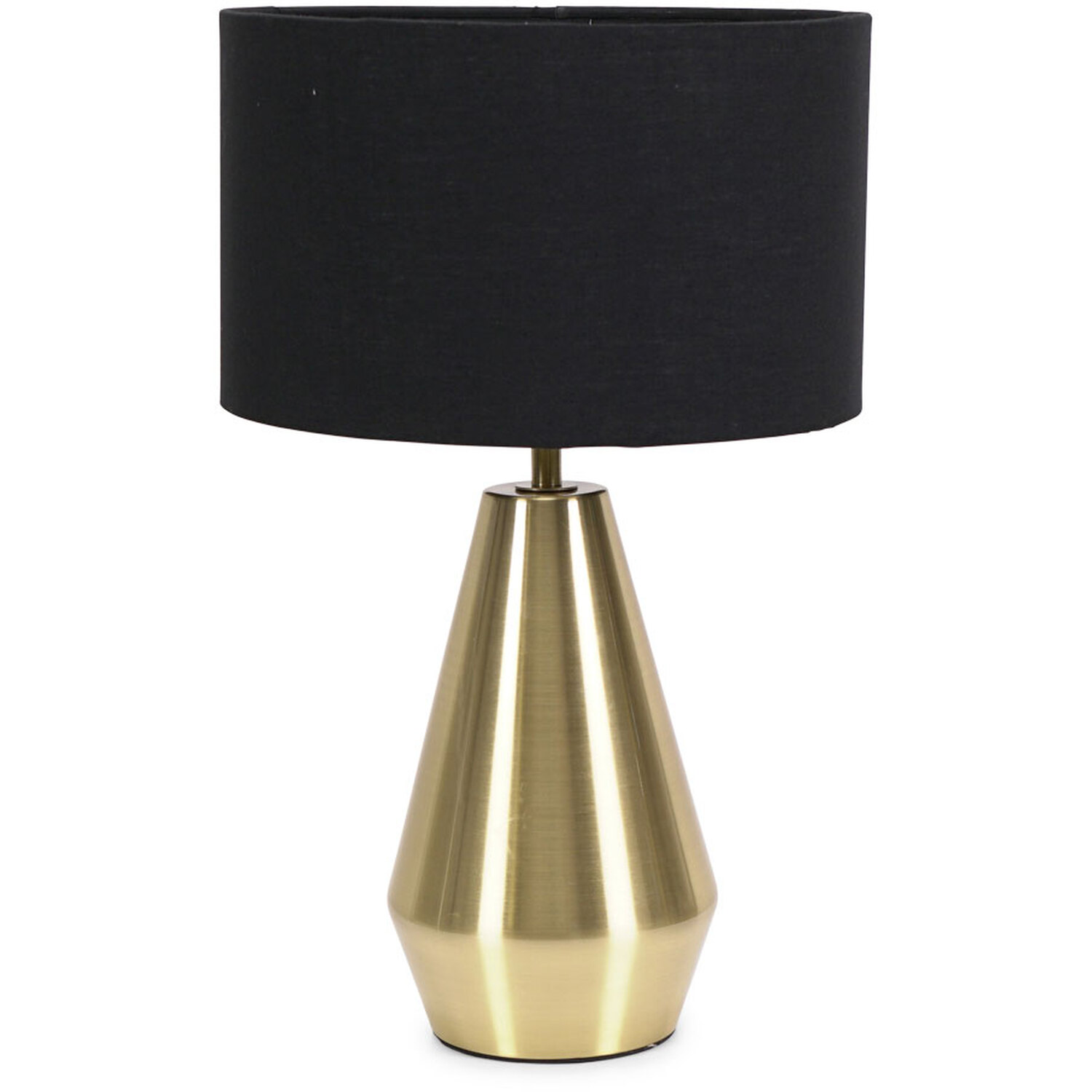Jax Antique Brass Dimmable Touch Table Lamp with Fabric Drum Shade with LED Bulb - Black