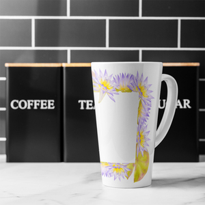 Gold  Purple Flowers Latte Mug