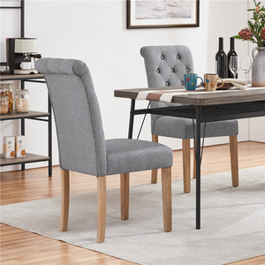 Dark Grey Set of 2 Classic Padded High Back Dining Chair shot 6411565