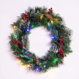 Pre-lit Decorated Mixed Pine Wreath