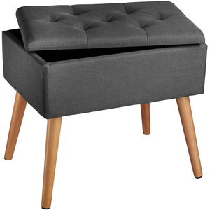 Bench Ranya - Upholstered Linen Look, Storage Space, 300kg Capacity
