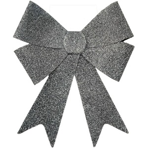 Large Silver Tinsel Christmas Door Tree Bow Decoration 49cm