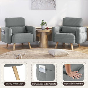 Light Grey / Polyester, Fabric, Rubberwood, Foam Yaheetech Small Fabric Loveseat Sofa with Pillows shot 7072715