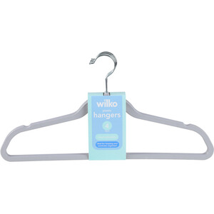 Pack of 4 Grey Plastic Hangers