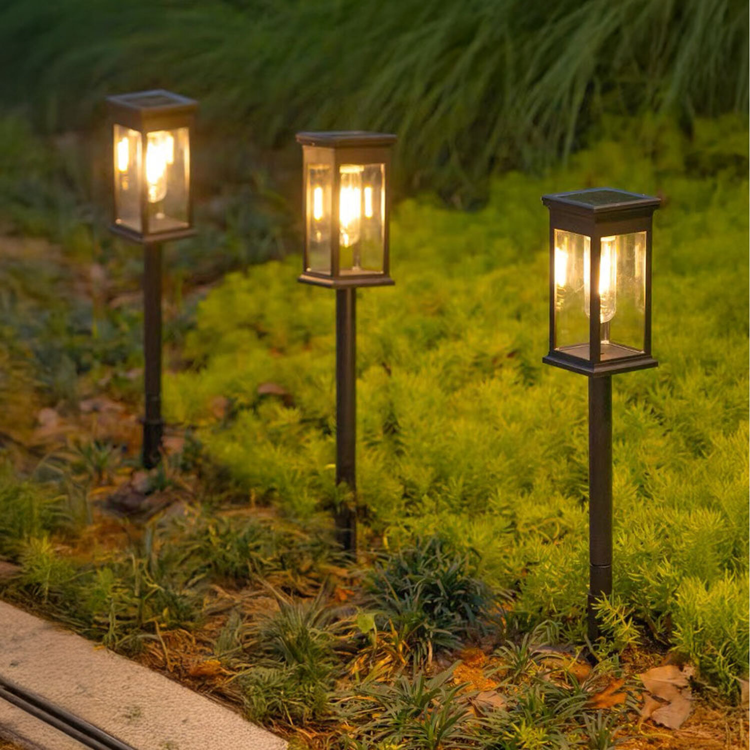 Image of 8-Piece Outdoor Solar-Powered Pathway Lights -&hellip;