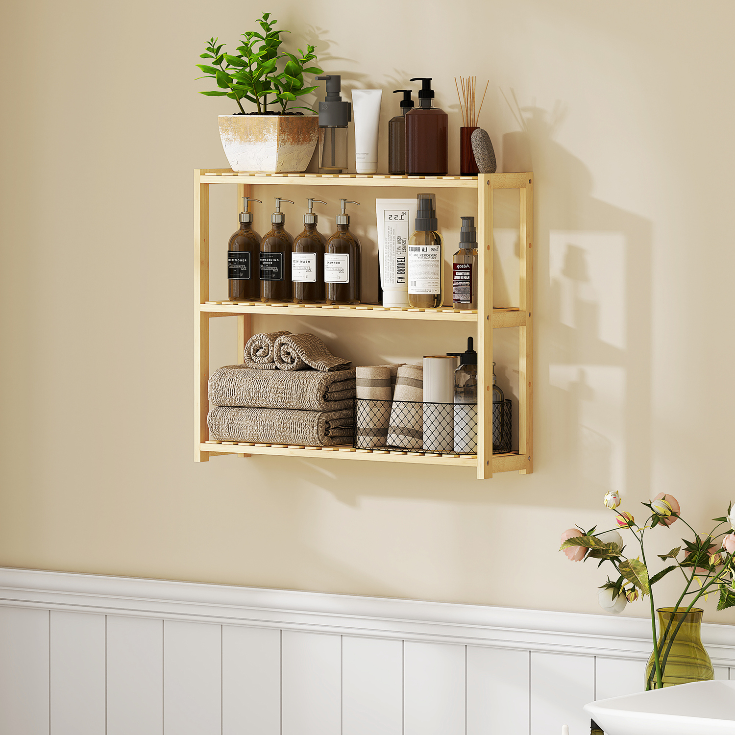 Image of HOMCOM 3 Tier Bamboo Bathroom Storage&hellip;