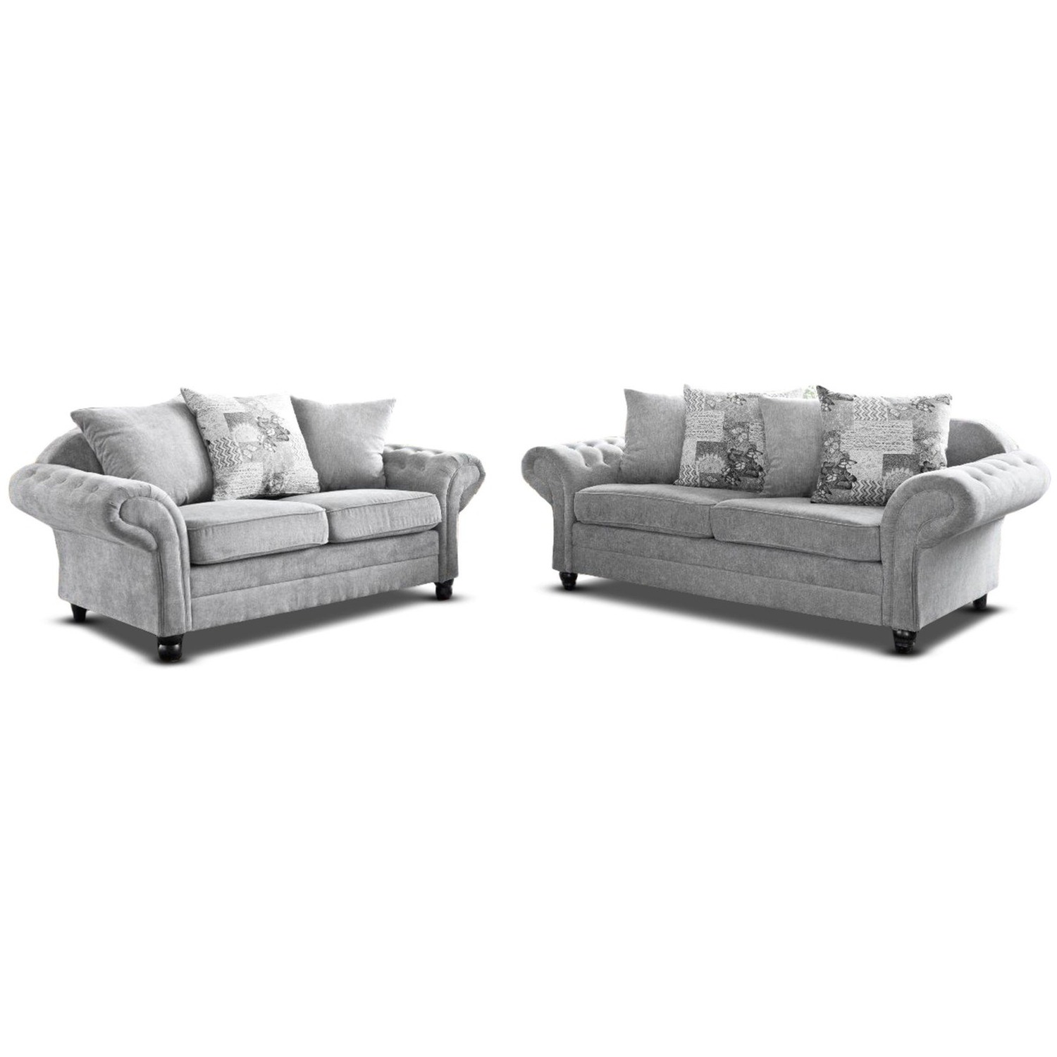 Nicole 2 And 3 Seater Upholstered Sofa - Silver