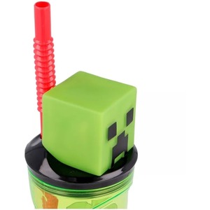 Minecraft Creeper 3D Figurine Glass Tumbler With Straw 360ML