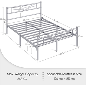 Silver / Double Metal Bed Frame with Cloud Design shot 7551149
