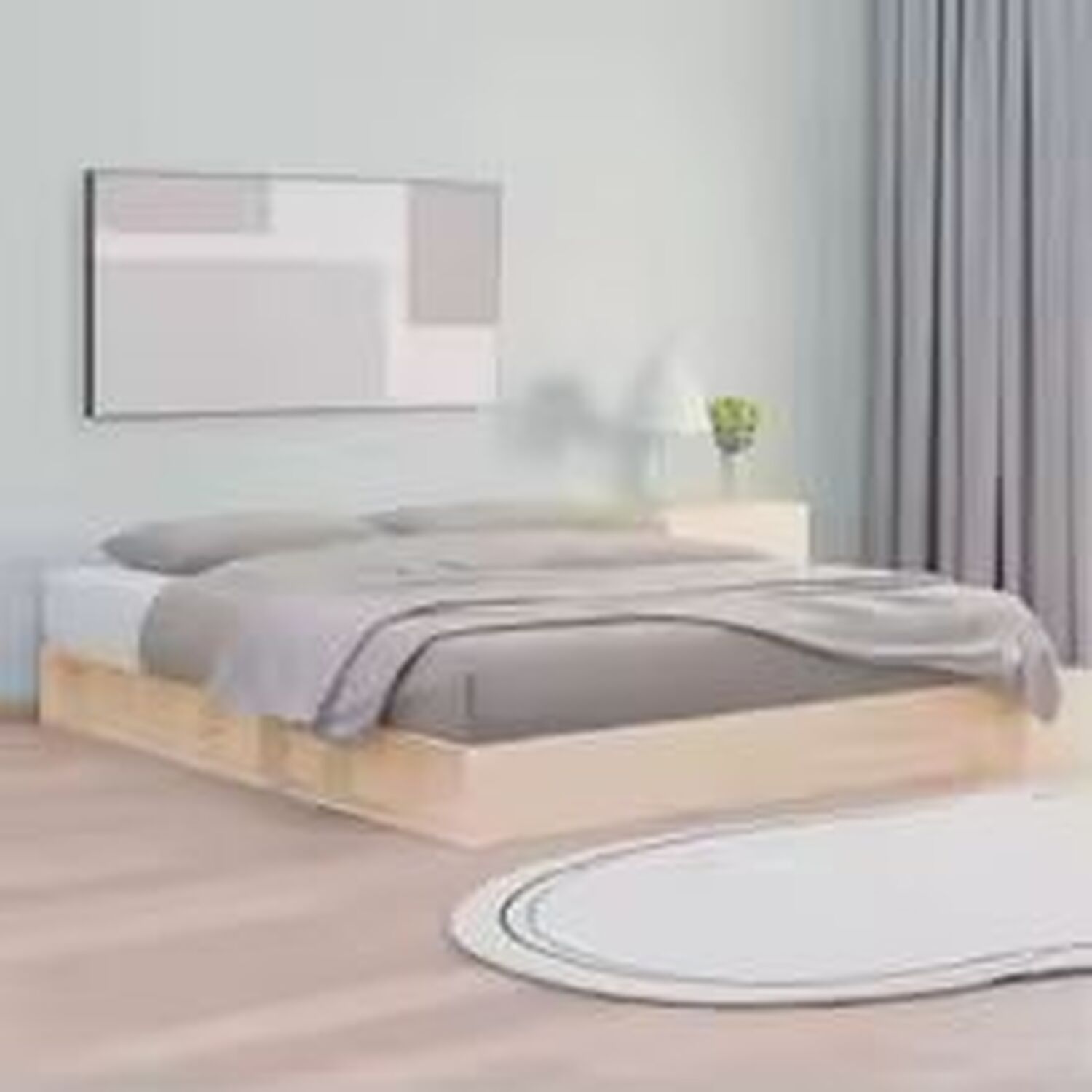 King Solid Wood Bed Frame Sturdy - Brown
