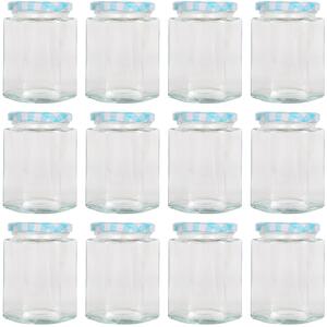 Hexagonal Glass Jam Jars with Screw-Top Metal Lids - 250ml