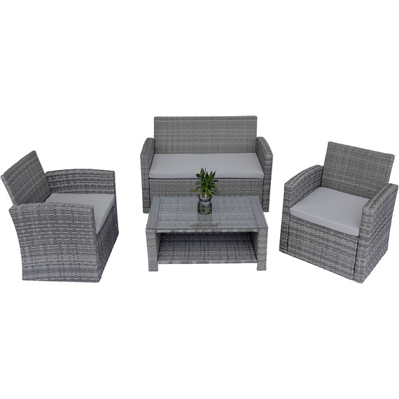 4 Seater Rattan Furniture Compact Outdoor Lounge Sofa Set