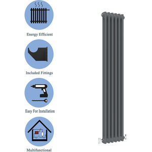 Anthracite / 180cm / 29cm Vertical Traditional Cast Iron Style Radiator 1500-1800mm 2 Column Anthracite shot 8211004