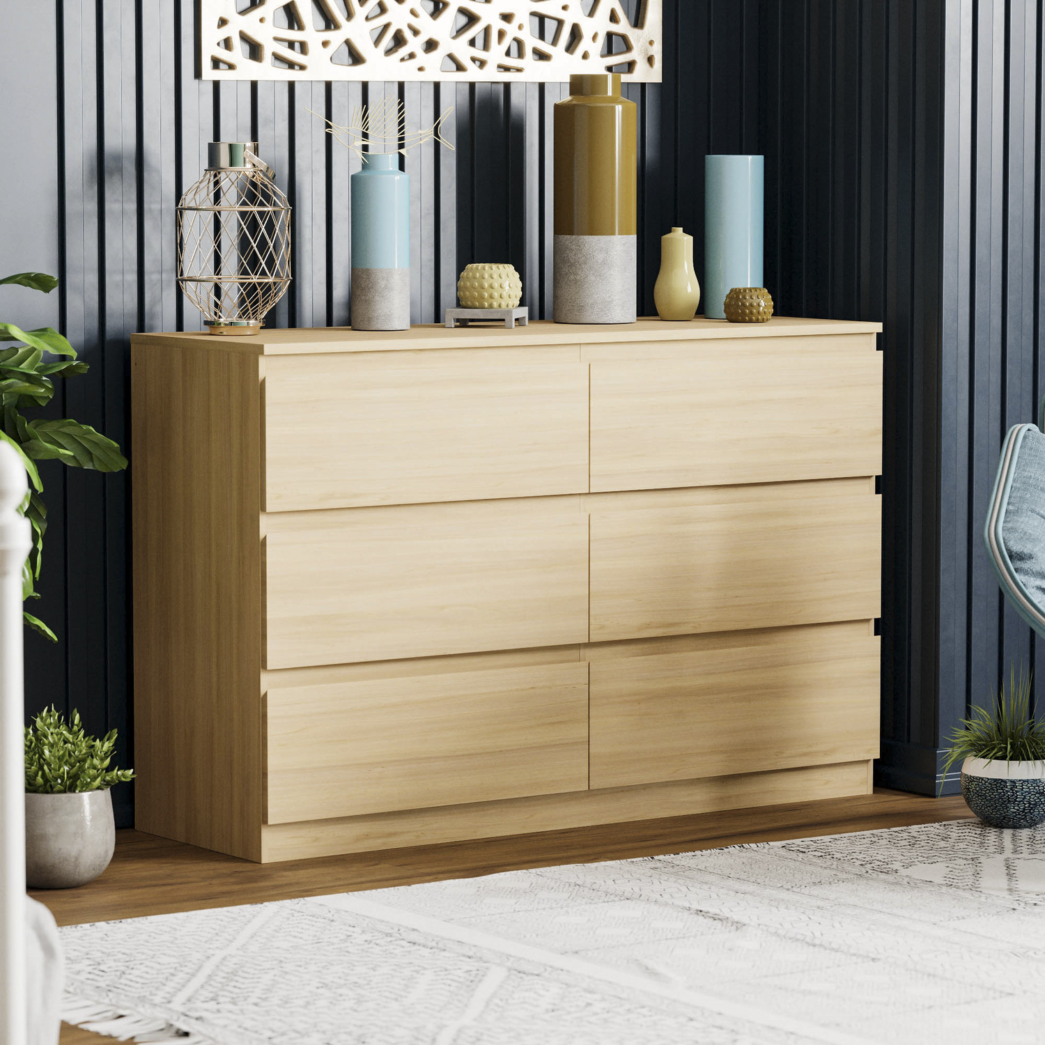 Vida Designs Denver 6 Drawer Chest - Pine