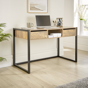 Oak Home Source Toronto 2 Drawer Industrial Computer Desk shot 8380977
