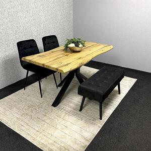 Wood Dining Set with Velvet Chairs  Black Velvet Bench