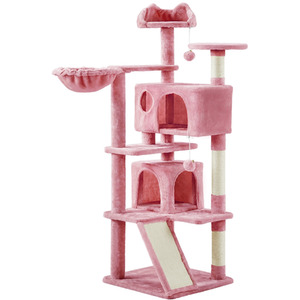 Pink Yaheetech 146cm Plush Cat Tree  shot 9763396