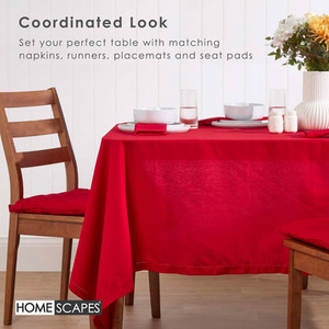 Red Plain Cotton Round Tablecloth shot 9903547