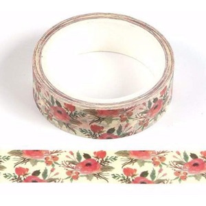 1 Roll Red and Green Flower Washi Tape