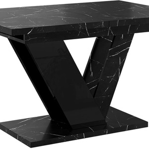 Extendable Dining Table with Marble Effect, Royal Marble Black