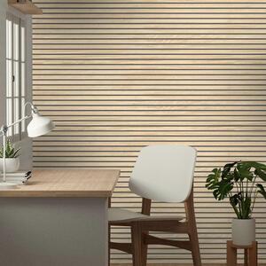 Panacea Wood Slats Wallpaper Light Oak Realistic Striped