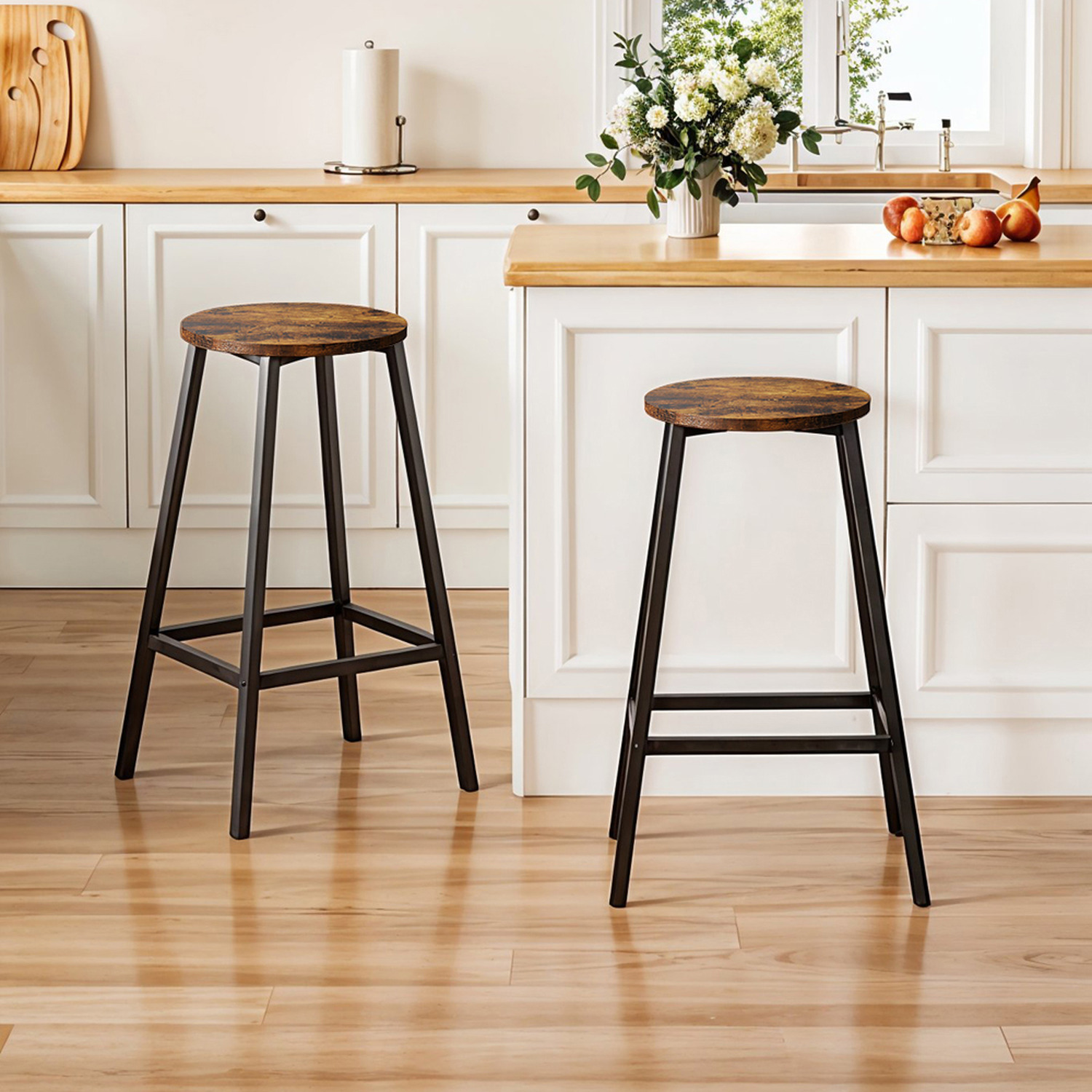 Set of 2 Round Bar Stools