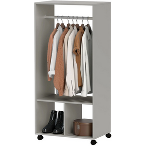 Open Wardrobe with Wheels and Storage Shelves