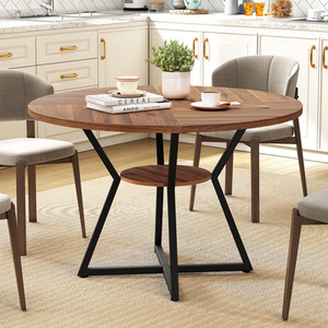 Round Dining Table with X Shaped Frame