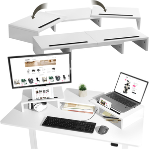 Monitor Stand Bozen, 3-Piece, Adjustable, Smartphone Holders, Incl. Storage