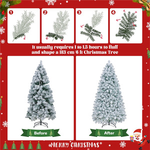 Yaheetech Pre-lit Flocked Artificial Christmas Fir Tree
