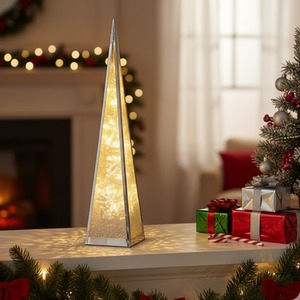 Holographic Snowflake Pyramid Light 45cm Warm White LEDs Indoor Light