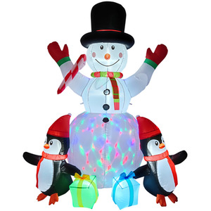 Inflatable Snowman and Penguins Christmas Decoration with LED Lights