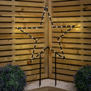 Dewdrop Metal Christmas Star with Garden Stake with LEDs