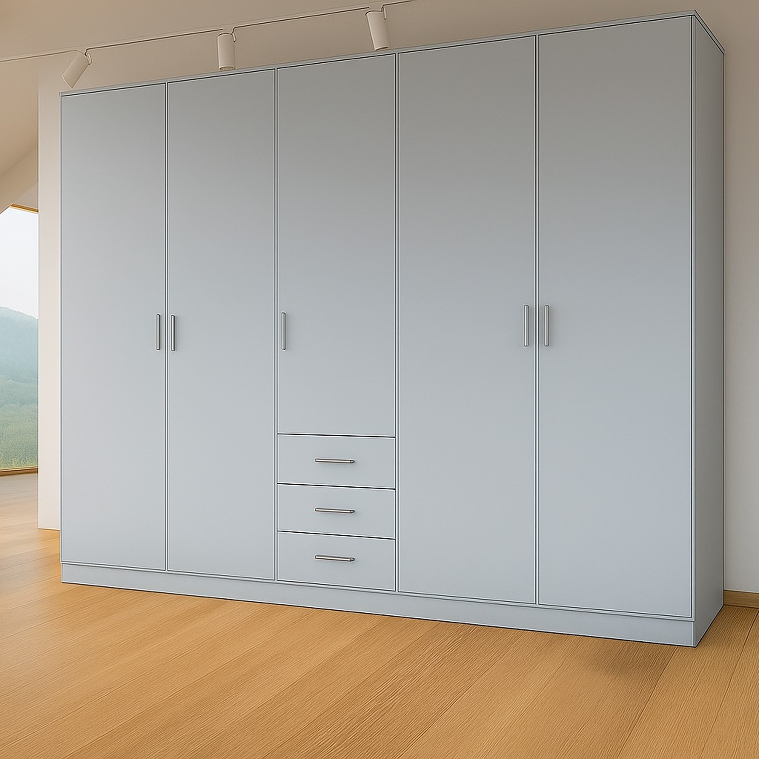 5 Door 3 Drawers Venice Wardrobe - Oak
