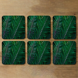 Green leaves, abstract flora texture Designer Coaster Set