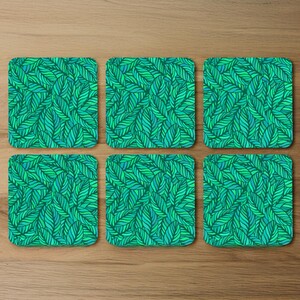 Green Leaves Pattern Designer Coaster Set