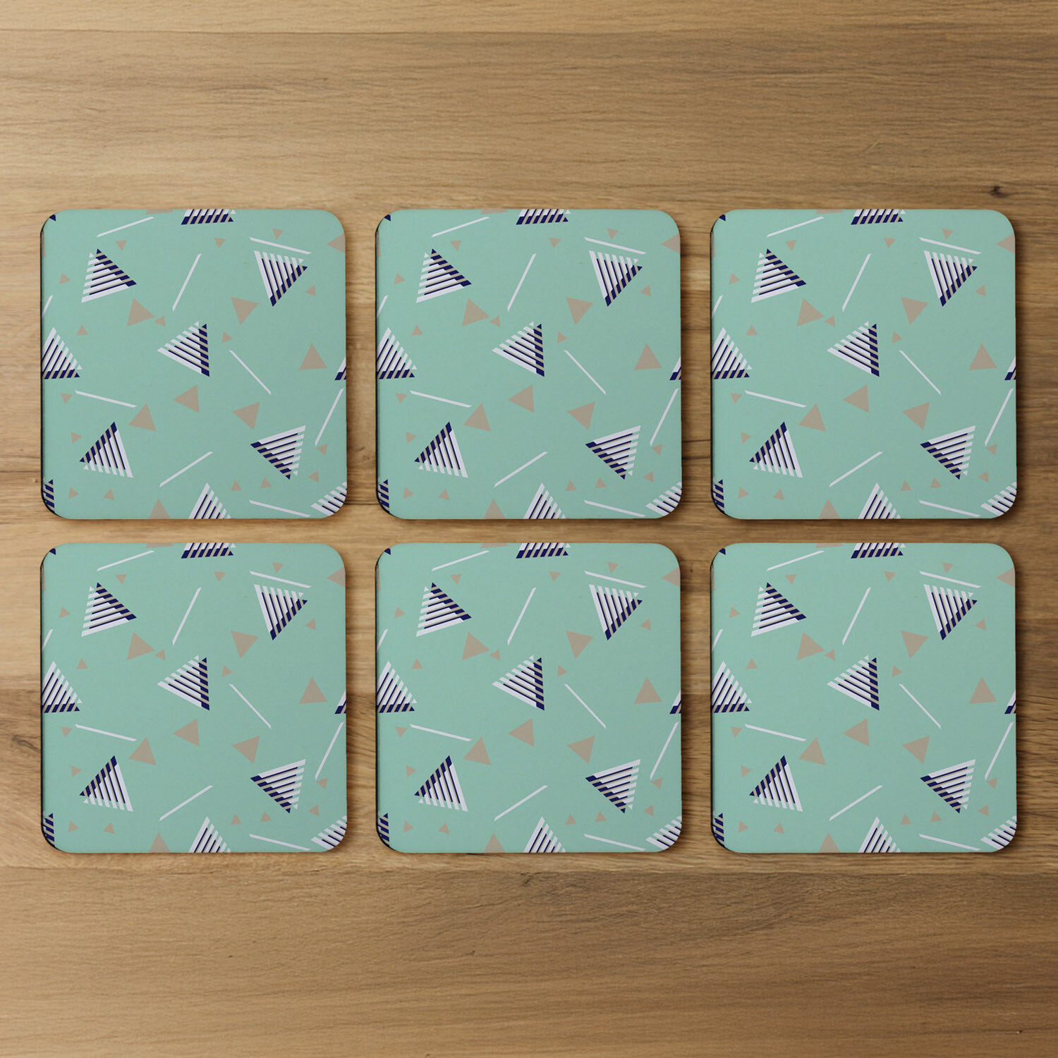 Geometric Triangle Stripes Coaster - Green