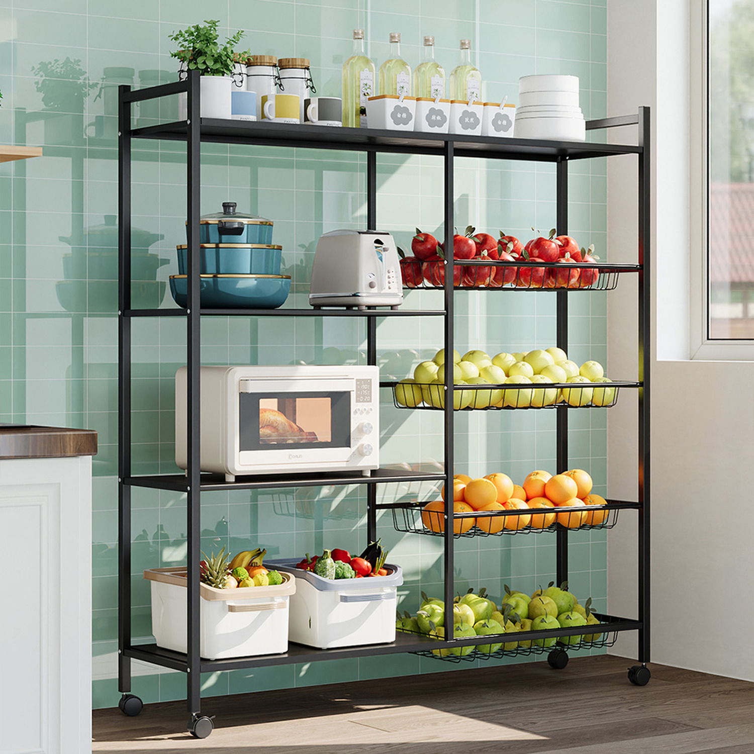 Image of Mobile Metal Microwave Storage Rack -&hellip;