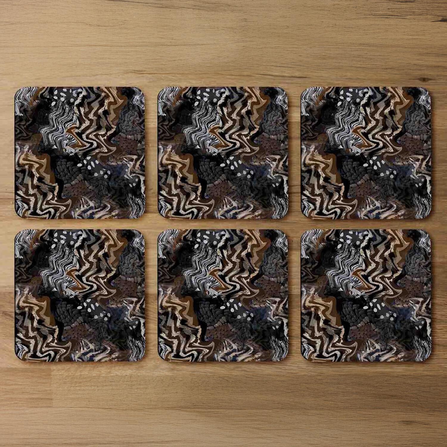 African Print Coaster - Brown