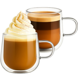 Glass Coffee Cups 275ml Double Walled Set of 2