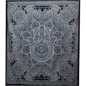 BW Double Cotton Bedspread  Wall Hanging Hamsa