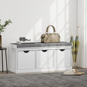 HOMCOM Shoe Storage Bench with 3 Removable Drawers