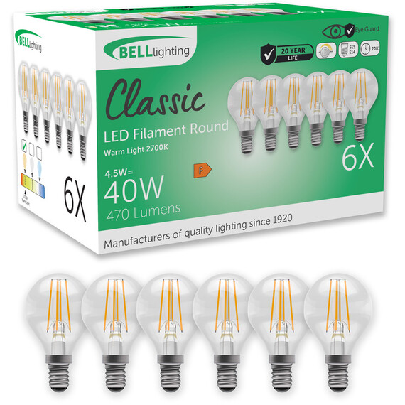 E14 Edison Screw Dimmable LED Golf Ball Filament Bulbs Warm White 4.5 W