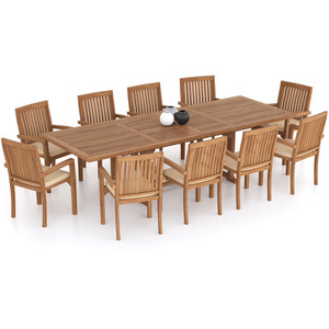 Prague Teak Garden Dining Table and 10 Seat Chair Set