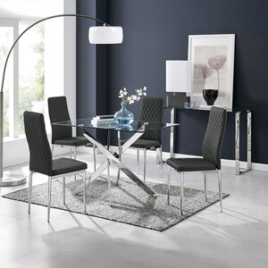 Leonardo Glass And Chrome Metal Dining Table Set