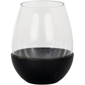 Neris Large Glass Candle Holder with Metal Frame for Home